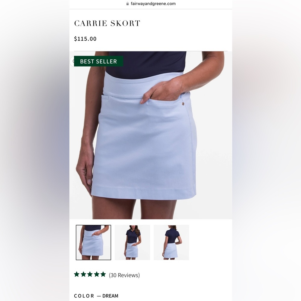 NWT Fairway & Greene Blue “Dream” Carrie Skort